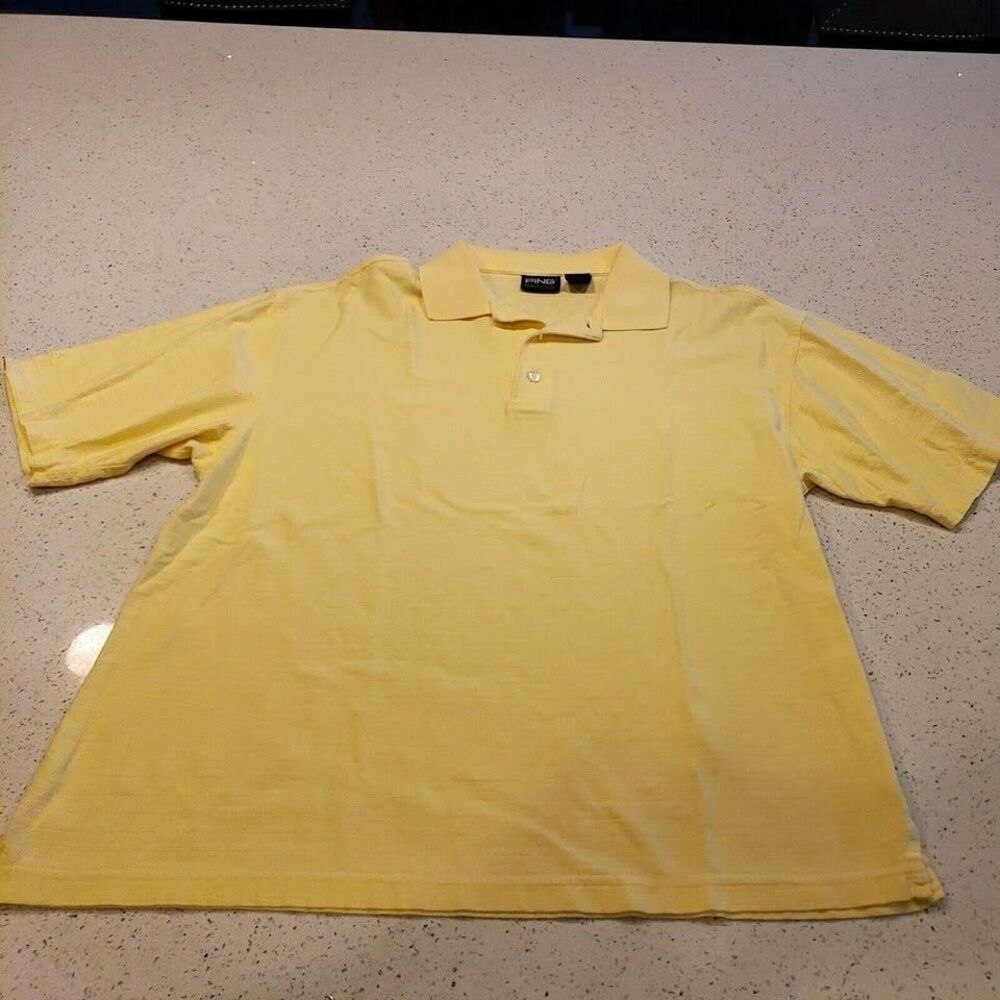Ping Golf Polo Shirt Mens Medium Soft  Yellow Performance Short Sleeve